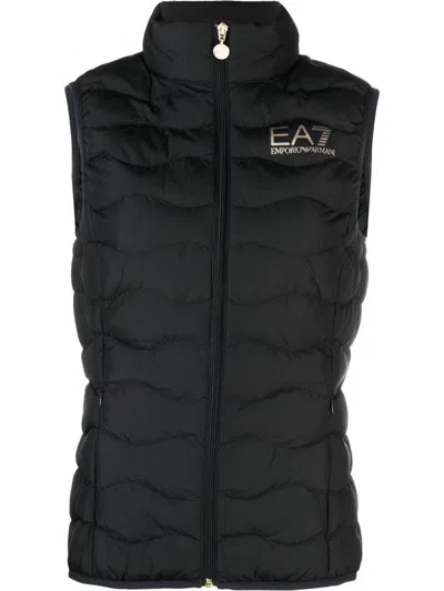 Ea7 Emporio Armani Insulated Vest With Logo In Black