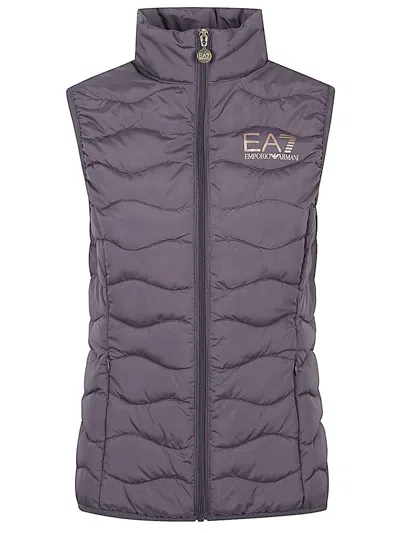 Ea7 Emporio Armani Logo Down Vest In Gray