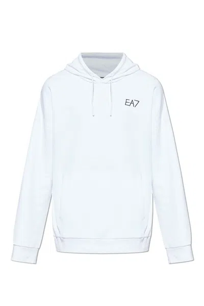 Ea7 Graphic-print Hoodie In White