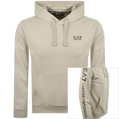 Ea7 Emporio Armani Logo Hoodie Beige In Brown
