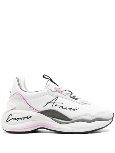 Ea7 Emporio Armani Logo Leather Sneakers In Pink