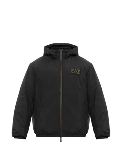 Ea7 Emporio Armani Logo Nylon Blouson Jacket In Black