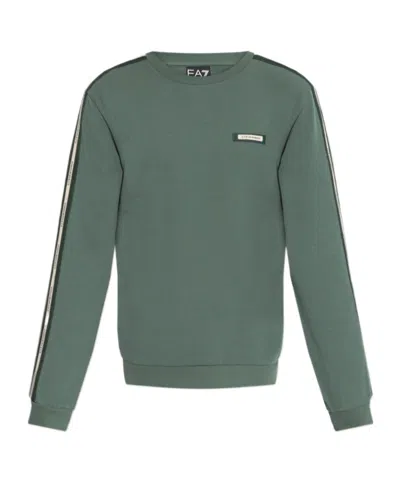 Ea7 Emporio Armani Logo Patch Crewneck Sweatshirt In Green