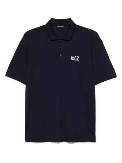 Ea7 Emporio Armani Logo Polo Shirt In Blue