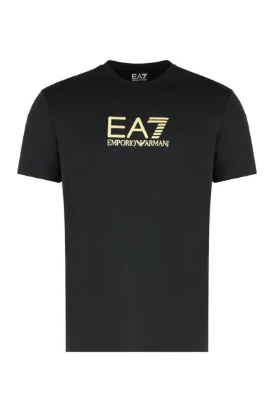 Ea7 Emporio Armani Logo Print T-shirt In Black