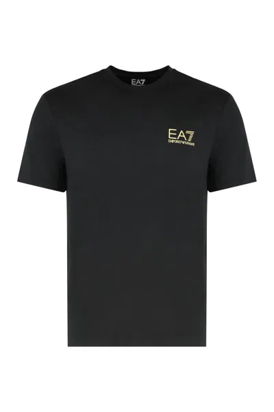 Ea7 Emporio Armani Logo Print T-shirt In Black