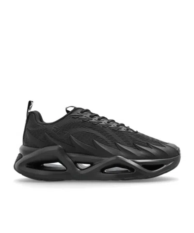 Ea7 Emporio Armani Logo Printed Low-top Sneakers In Black