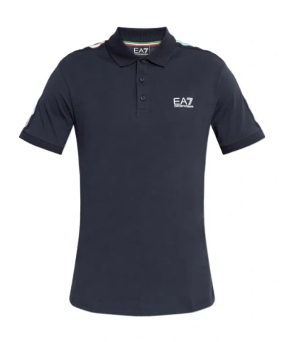 Ea7 Emporio Armani Logo Printed Polo Shirt In Black