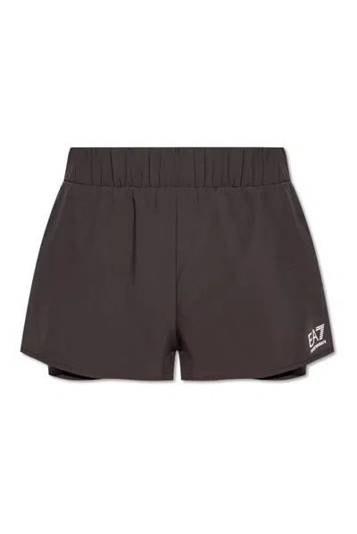 Ea7 Logo-print Shorts In Brown