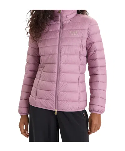 Ea7 Emporio Armani Logo Printed Zip-up Jacket In Purple