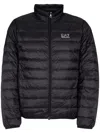 Ea7 Logo Short Down Jacket In Black
