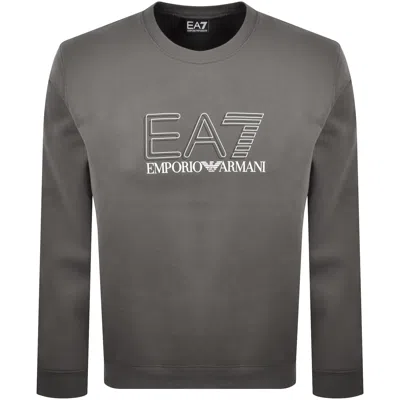 Ea7 Emporio Armani Logo Sweatshirt Grey In Brown