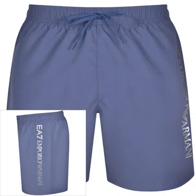 Ea7 Emporio Armani Logo Swim Shorts Blue