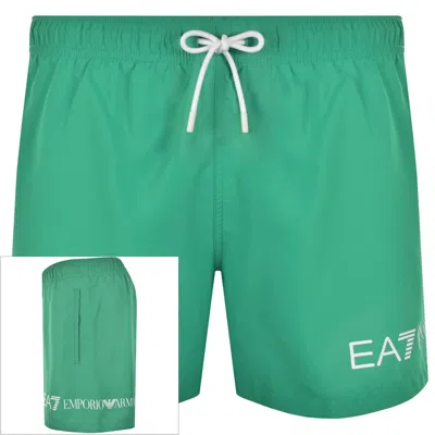 Ea7 Emporio Armani Logo Swim Shorts Green