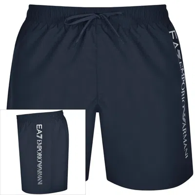 Ea7 Emporio Armani Logo Swim Shorts Navy In Blue