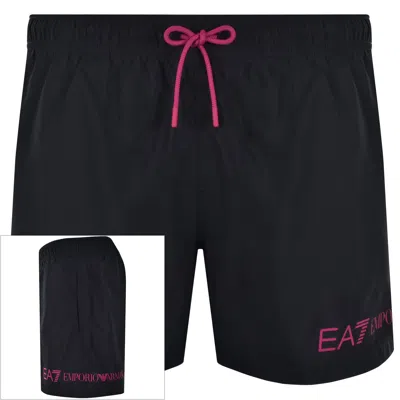 Ea7 Emporio Armani Logo Swim Shorts Navy In Black