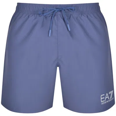 Ea7 Emporio Armani Logo Swim Shorts Purple In Blue