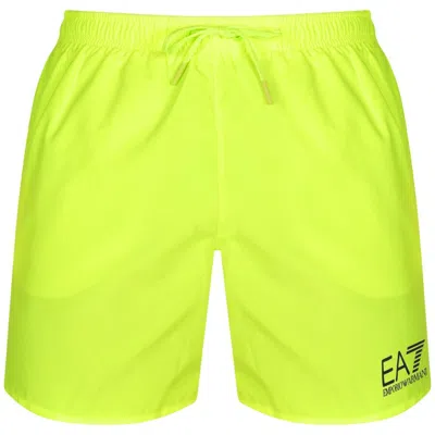 Ea7 Emporio Armani Logo Swim Shorts Yellow In Green