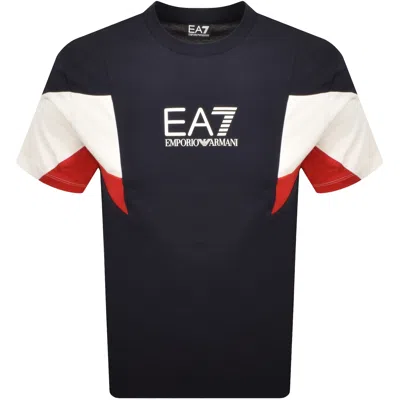 Ea7 Emporio Armani Logo T Shirt Navy In Blue
