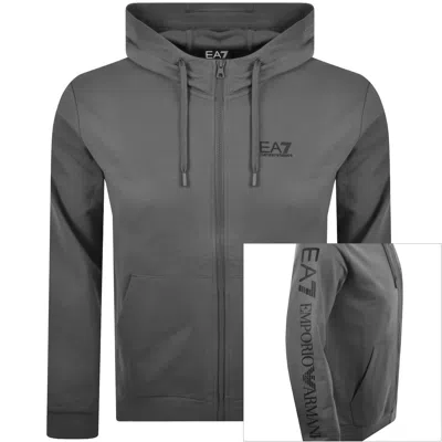 Ea7 Emporio Armani Logo Zip Hoodie Grey In Gray
