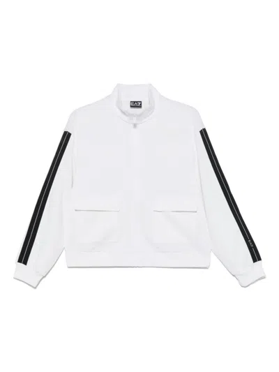 Ea7 Emporio Armani Logo Zipped Sweatshirt In White