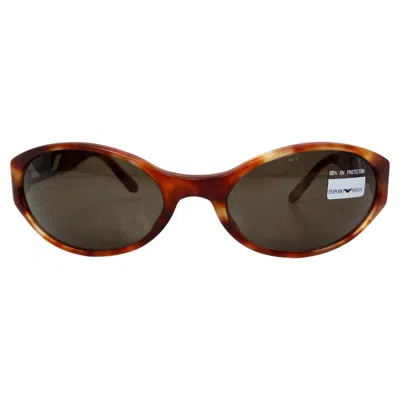 Pre-owned Ea7 Emporio Armani Matte Tortoise Oval Shield Sunglasses Circa 1990s In Brown