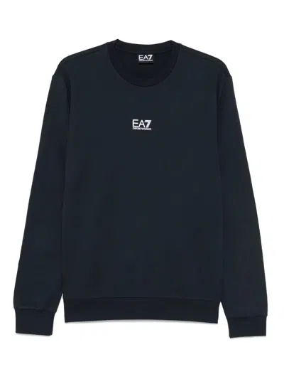 Ea7 Logo T-shirt With Round Neck In Black