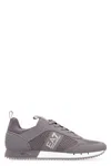 Ea7 Mesh And Vegan Leather Low-top Sneakers In Grey