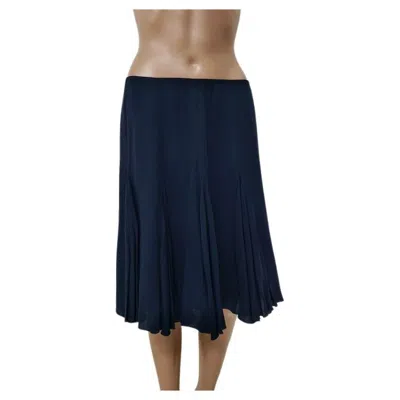 Pre-owned Ea7 Emporio Armani Midnight-blue Wool-blend Knife-pleat Midi Skirt In Black