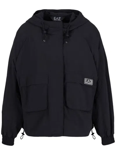 Ea7 Emporio Armani Nylon Blouson Jacket In Black