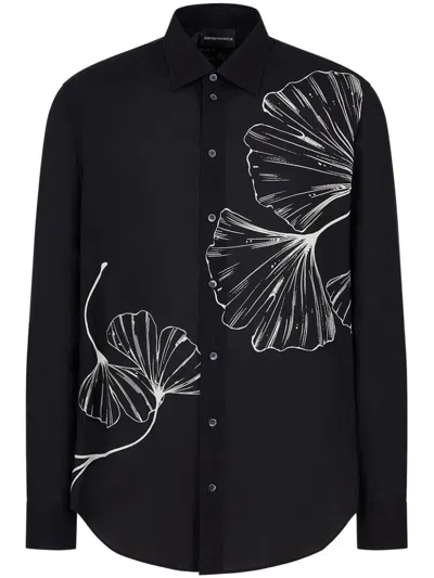 Ea7 Emporio Armani Printed Shirt In Black