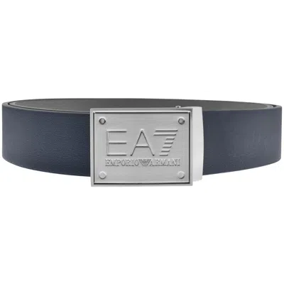 Ea7 Emporio Armani Reversible Logo Belt Navy In Black