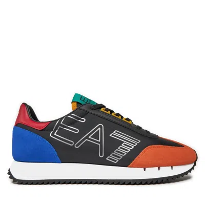 Ea7 Logo-print Colour-block Sneakers In Black
