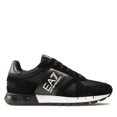 Ea7 Black Textured Outsole Logo Detail Sneakers
