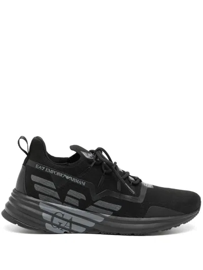Ea7 Eagle Logo Low-top Sneakers In Black