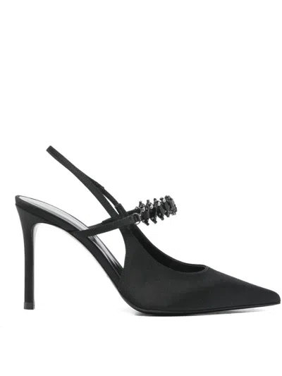Ea7 Emporio Armani Silk Satin Slingback Pumps In Black