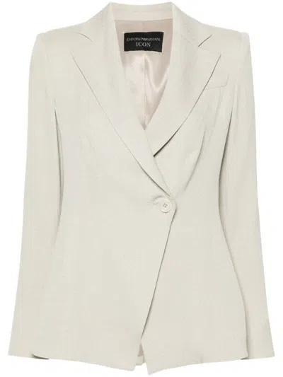 Ea7 Emporio Armani Single-breasted Blazer Jacket In Beige