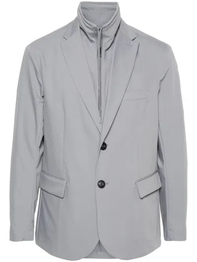 Ea7 Emporio Armani Single-breasted Blazer Jacket In Grey