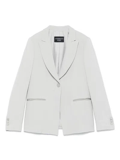 Ea7 Emporio Armani Single-breasted Blazer Jacket In Light Grey