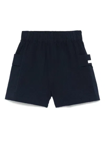 Ea7 Emporio Armani Striped Cotton Shorts In Black