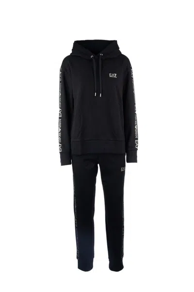 Ea7 Emporio Armani Suits In Black Logo Light Gold