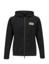Ea7 Long Sleeve Hooded Sweatshirt In Black
