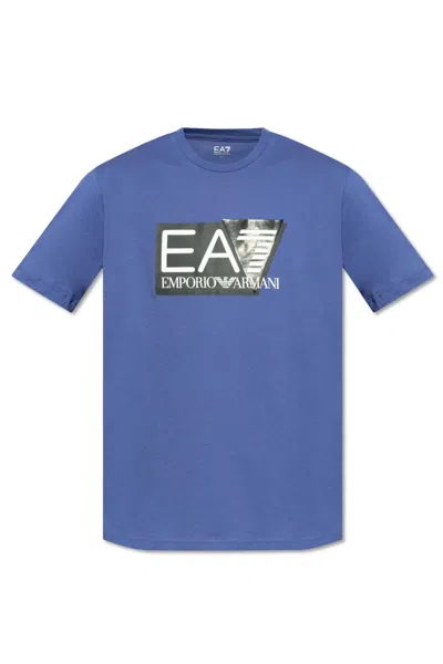 Ea7 Emporio Armani T-shirt With Logo In Royal Blue
