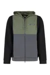 Ea7 Athletic Colour Block Hooded Sweatshirt In Nylon And Viscose Blend In Multi