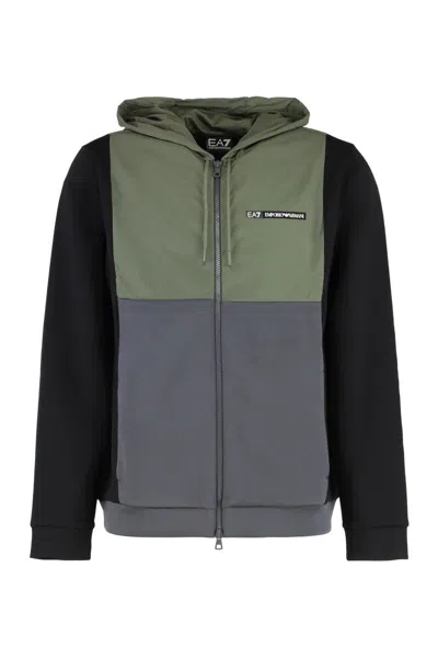 Ea7 Emporio Armani Techno Fabric Full-zip Sweatshirt In Multi