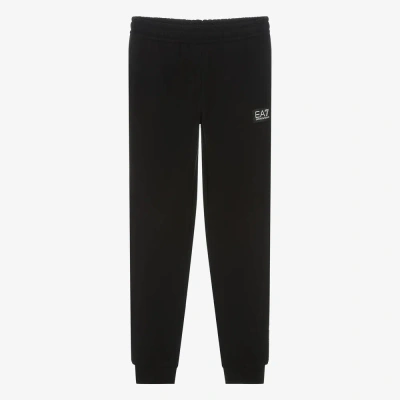 Ea7 Emporio Armani Teen Boys Black Cotton Monogram Joggers