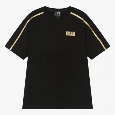 Ea7 Emporio Armani Teen Boys Black Cotton T-shirt