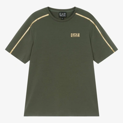 Ea7 Emporio Armani Teen Boys Green Cotton T-shirt