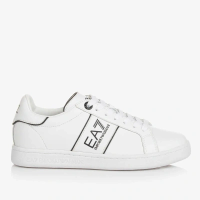 Ea7 Emporio Armani Teen White Leather Lace-up Trainers