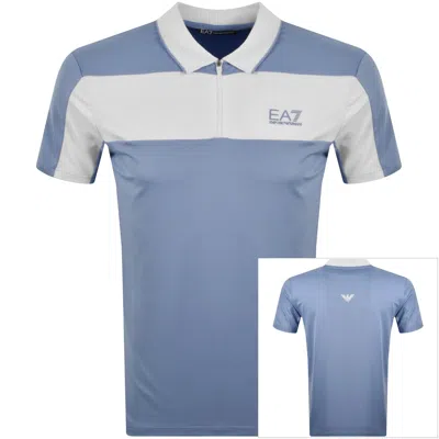 Ea7 Emporio Armani Tennis Pro Zip Polo Blue